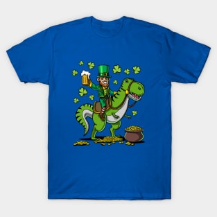 Leprechaun Dinosaur Shirt For Boys And Girls Funny Saint Patrick Day's Gift T-Shirt